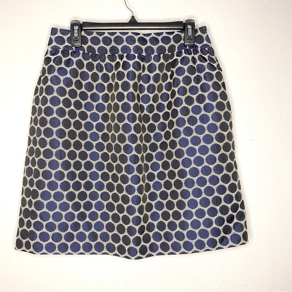 Kate Spade New York A line Skirt Navy Blue Winter Seaside Polka Dot Womens 12 - Picture 3 of 6